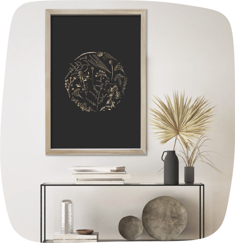 golden floral botanical fynbos on black, digital wall art, printable art, black and golde decor, UK, England, United Kingdom golden floral botanical fynbos on black, digital wall art, printable art, black and golde decor, UK, England, United Kingdom